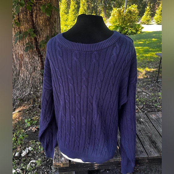 CHRISTIAN DIOR VINTAGE BLUE CABLE KNIT SWEATER MENS LARGE - Picture 1 of 7